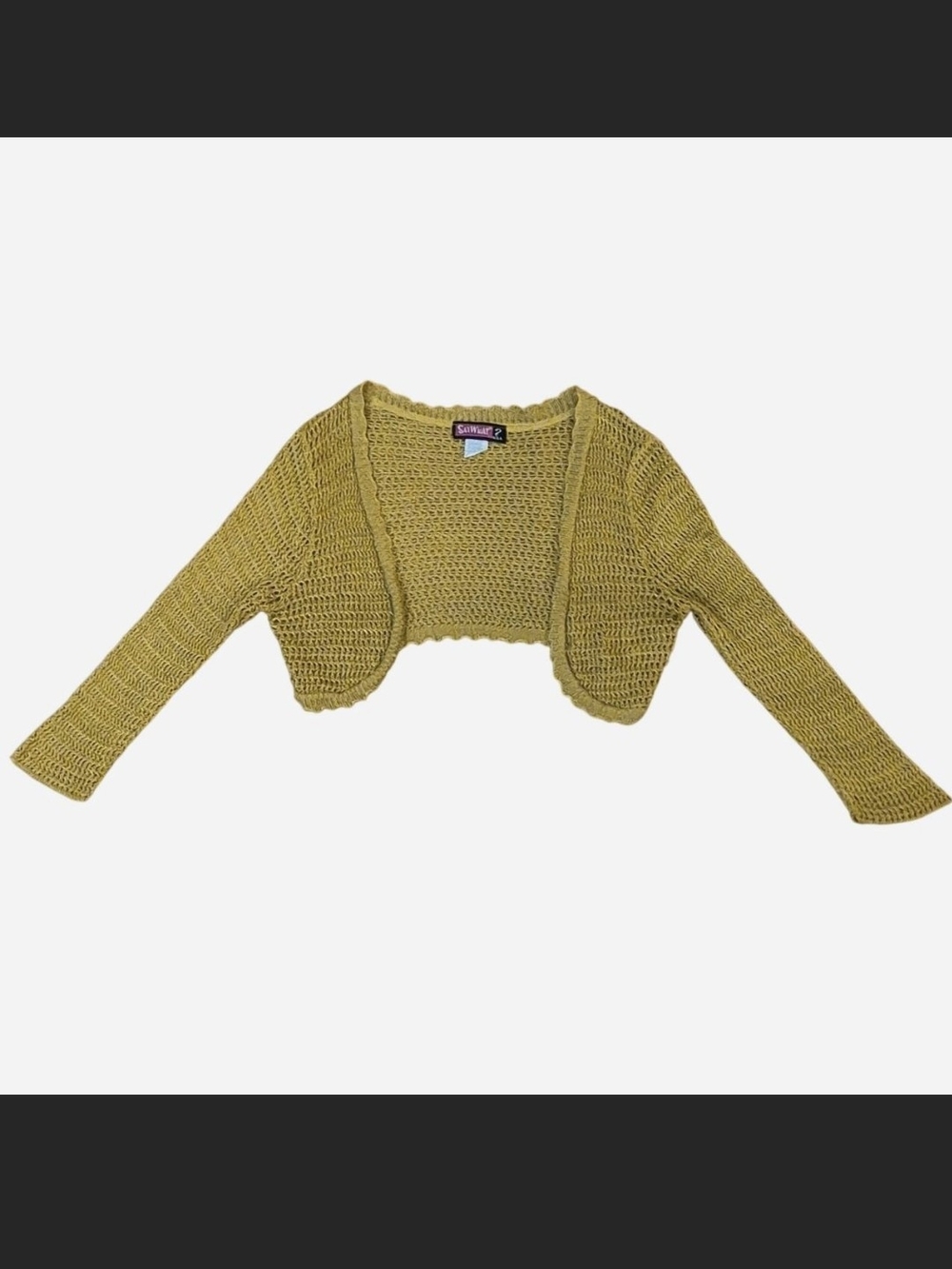 Sundry Mustard Cropped Open-Front Knit Bolero Sweater